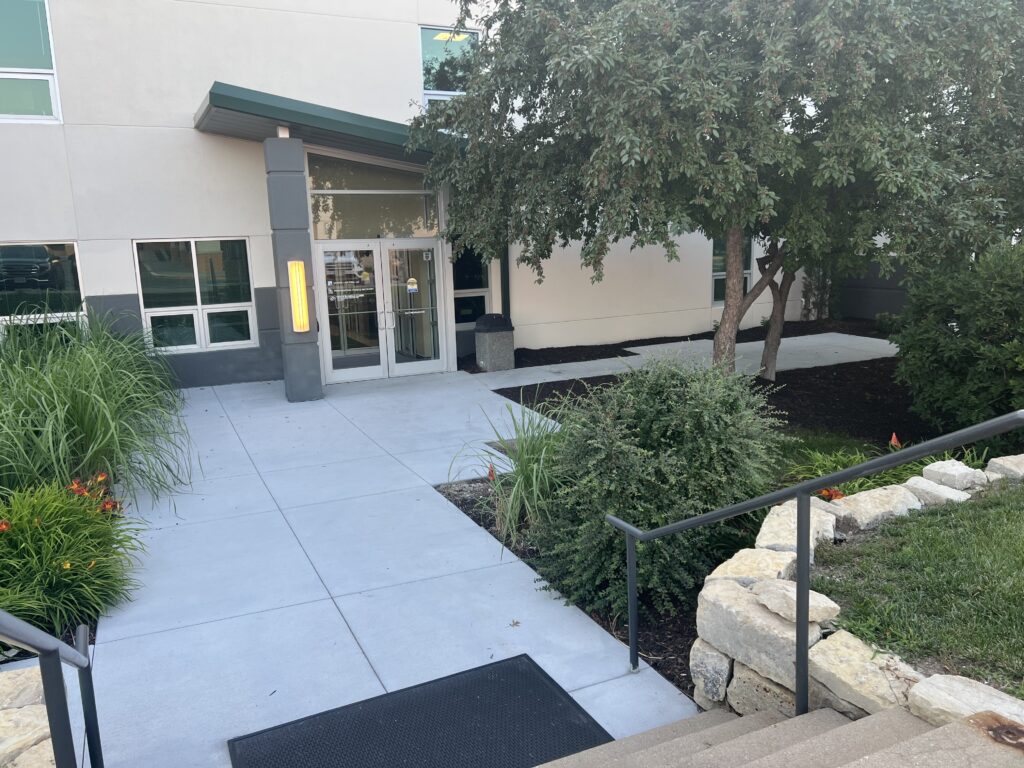 Our wheelchair accessible entrance on the east side of the building.